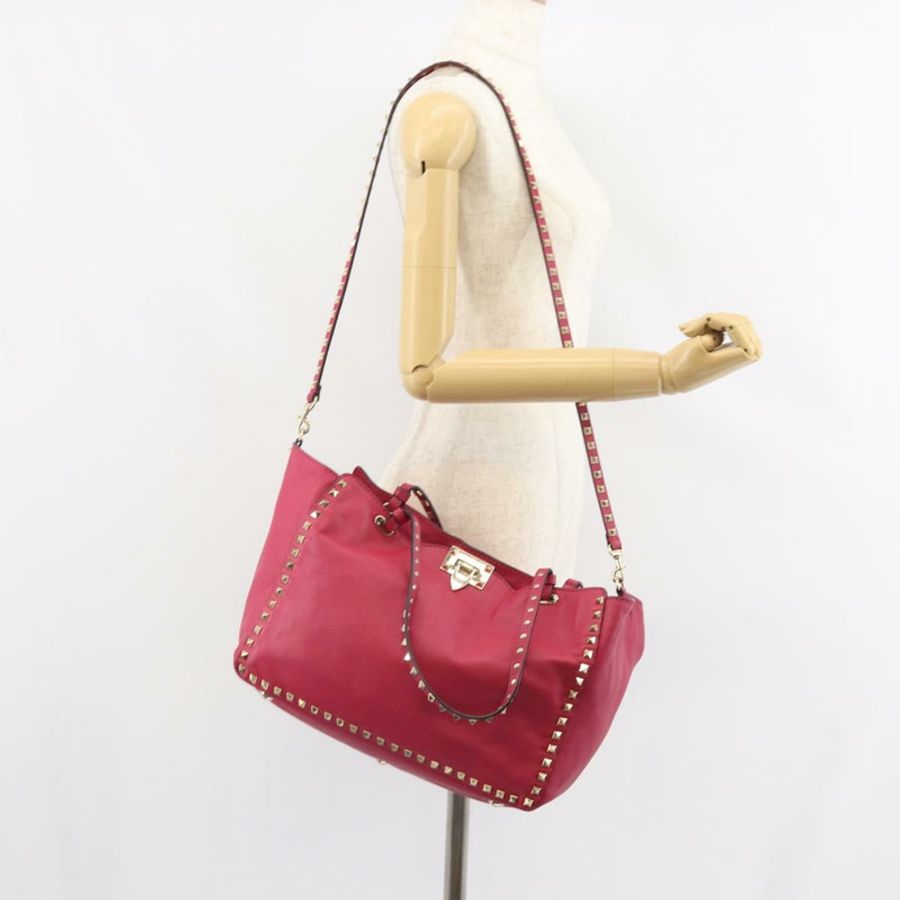 【日本直送】VALENTINO 鉚釘手提包 皮革 兩用 粉金配色 正品 BA9403-25