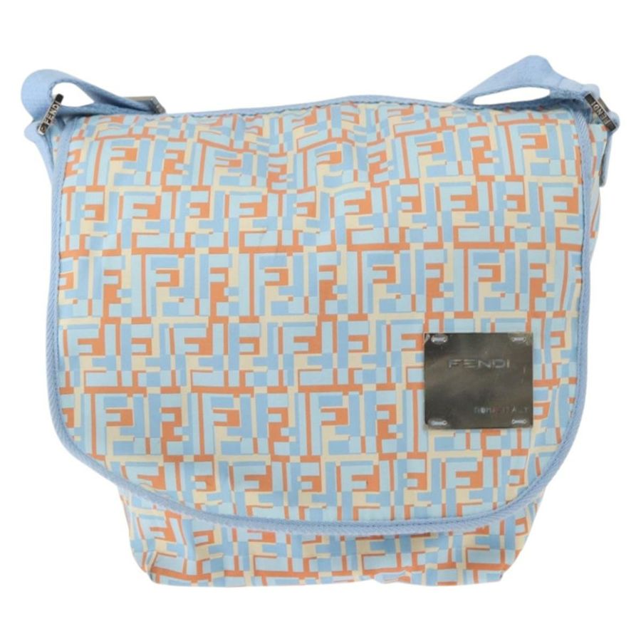 【日本直送】FENDI 尼龍肩包 淺藍 銀色 Auth mr1746-12
