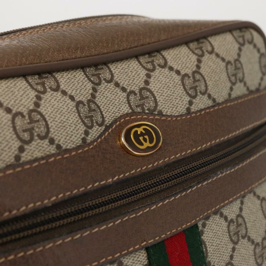 【日本直送】GUCCI GG Supreme Web Sherry Line 手提包 PVC 米色 金色 98 02 004 正品 SW1946-18