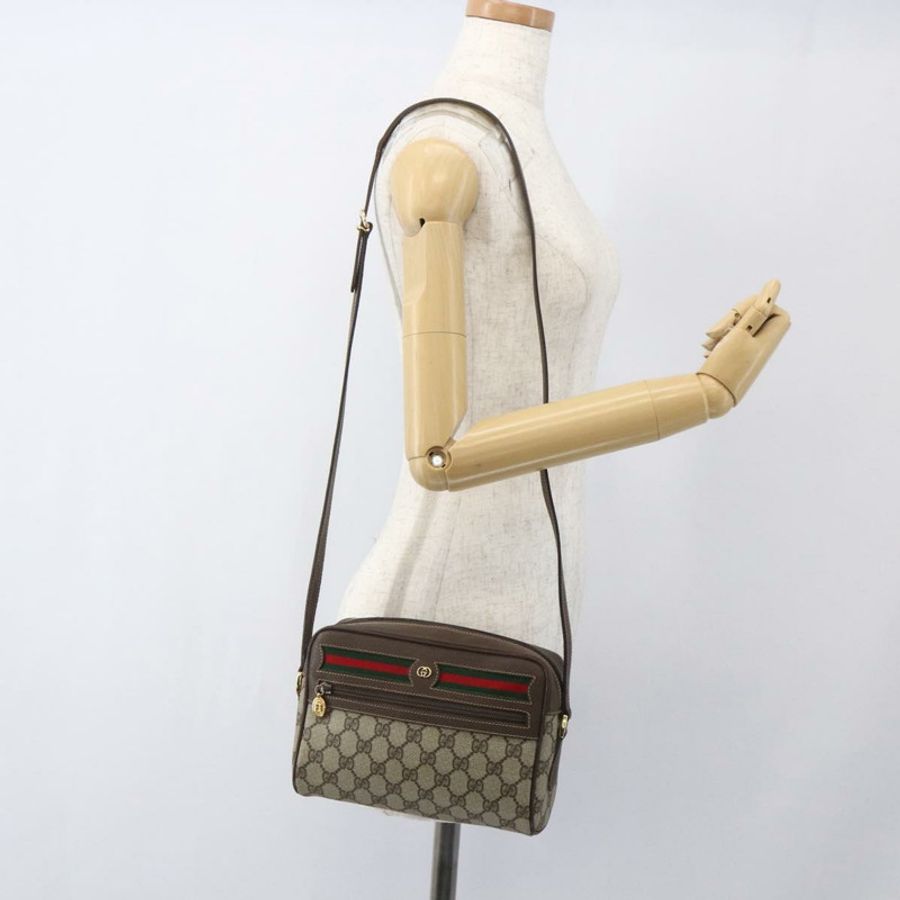 【日本直送】GUCCI GG Supreme Web Sherry Line 手提包 PVC 米色 金色 001 56 6655 正品 SW1871-20
