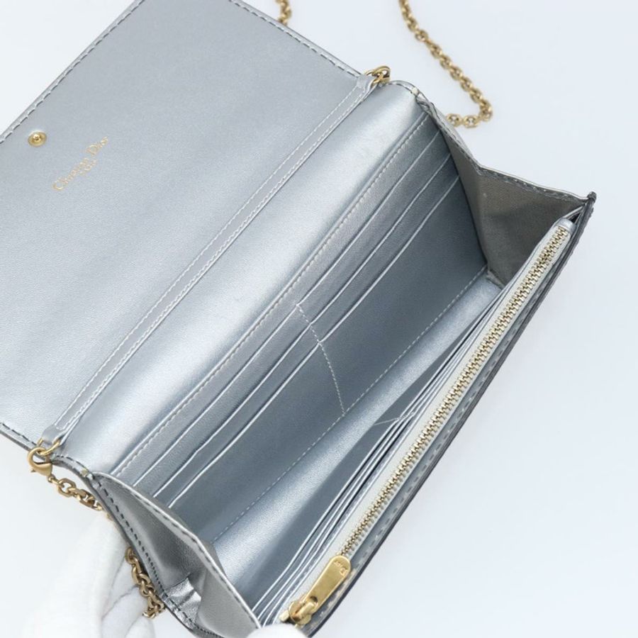 【日本直送】Christian Dior 鏈條皮夾單肩包 皮革 銀色 金色 正品 ka1712V-8