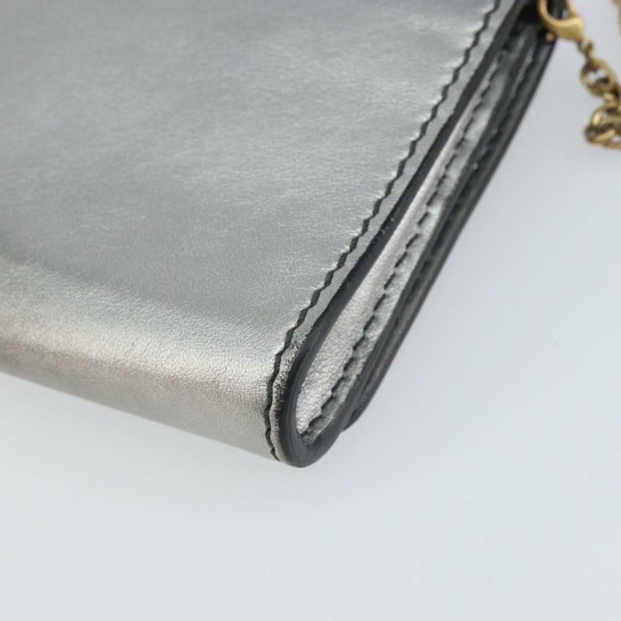 【日本直送】Christian Dior 鏈條皮夾單肩包 皮革 銀色 金色 正品 ka1712V-16