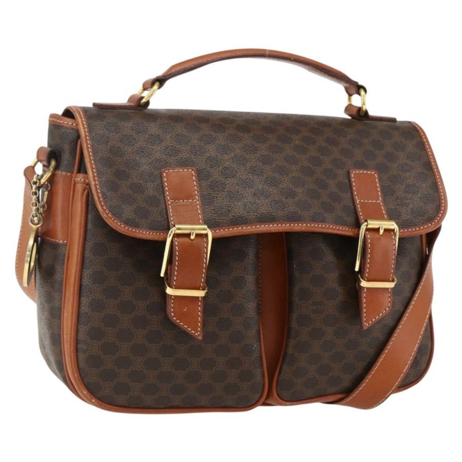 【日本直送】CELINE Macadam帆布手提包 PVC皮革 2way Brown Gold Auth ep12949V-0