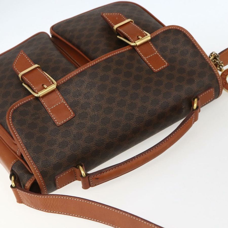 【日本直送】CELINE Macadam帆布手提包 PVC皮革 2way Brown Gold Auth ep12949V-5