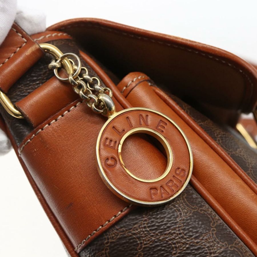 【日本直送】CELINE Macadam帆布手提包 PVC皮革 2way Brown Gold Auth ep12949V-9