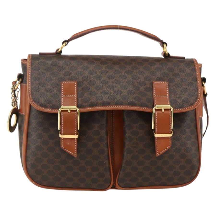 【日本直送】CELINE Macadam帆布手提包 PVC皮革 2way Brown Gold Auth ep12949V-12