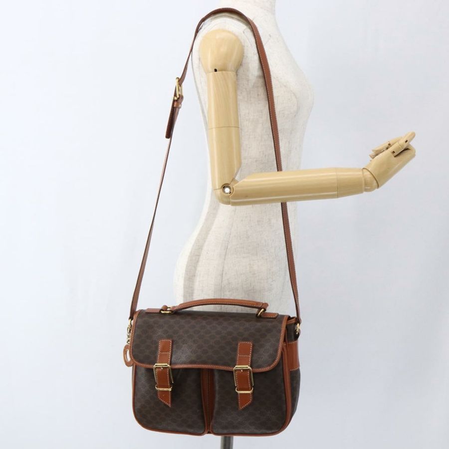 【日本直送】CELINE Macadam帆布手提包 PVC皮革 2way Brown Gold Auth ep12949V-27