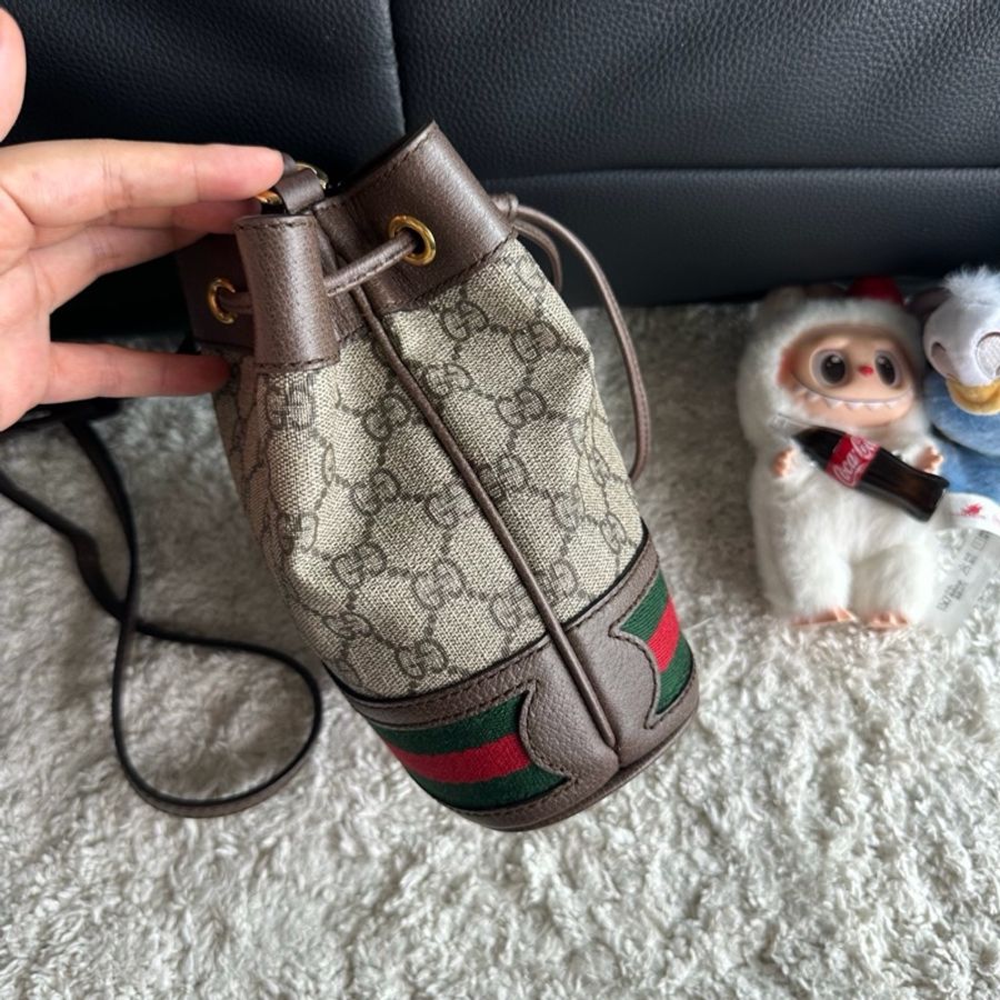 Gucci古馳老花迷你水桶包 尺寸:15.5×19×9cm 肩帶可調節-2
