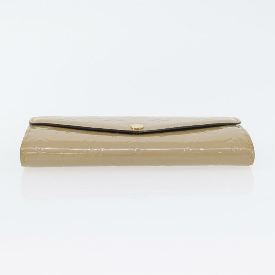 【日本直送】路易威登 Vernis Portefeiulle Sarah 長版皮夾 米色 M90407 LV Auth ki6451V-5