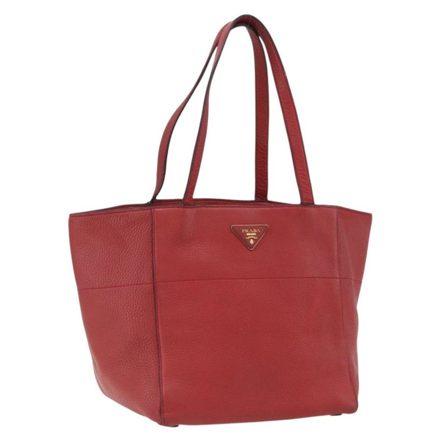 【日本直送】PRADA 手提包 皮革 紅色 金色 Auth mr2039-0