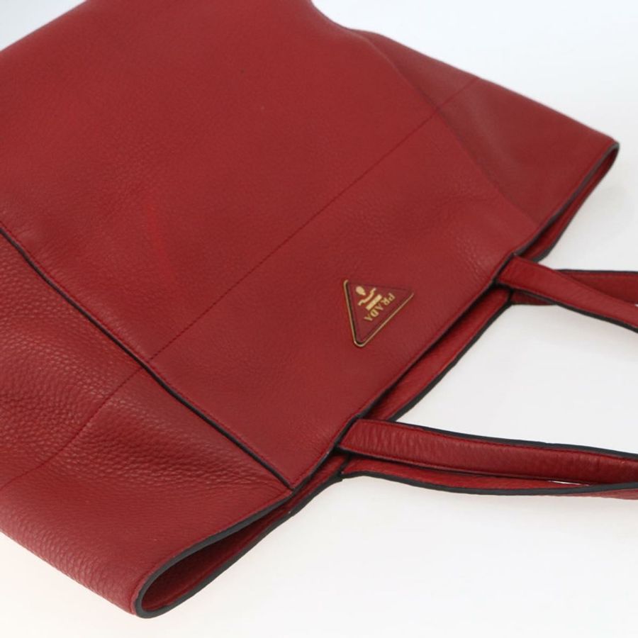【日本直送】PRADA 手提包 皮革 紅色 金色 Auth mr2039-5
