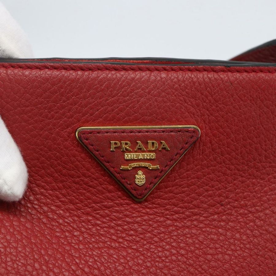 【日本直送】PRADA 手提包 皮革 紅色 金色 Auth mr2039-17