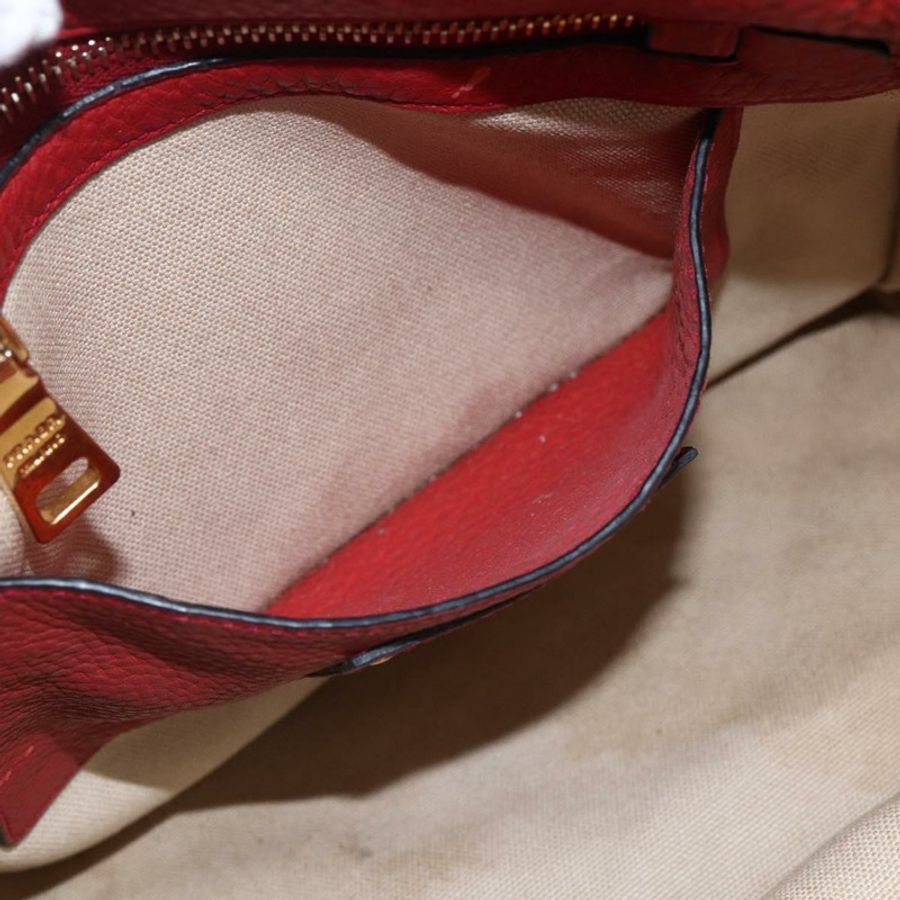 【日本直送】PRADA 手提包 皮革 紅色 金色 Auth mr2039-20