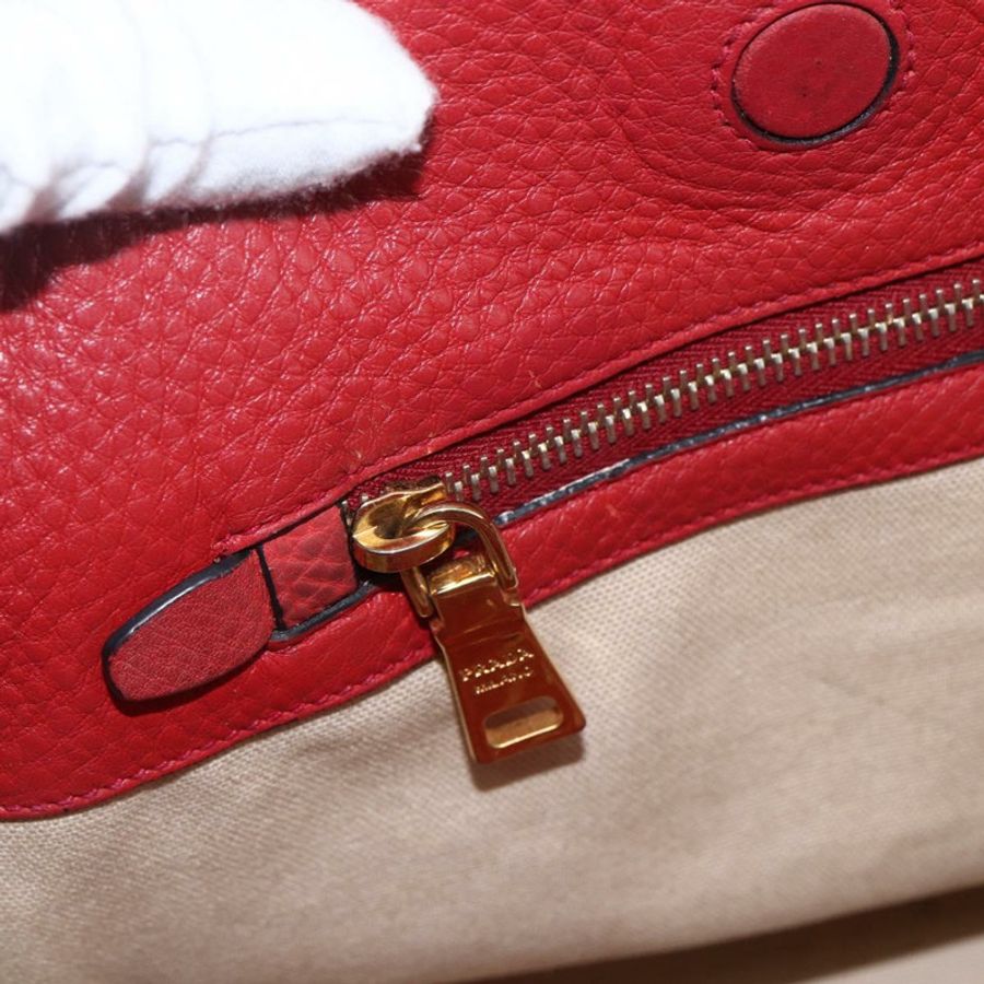 【日本直送】PRADA 手提包 皮革 紅色 金色 Auth mr2039-23