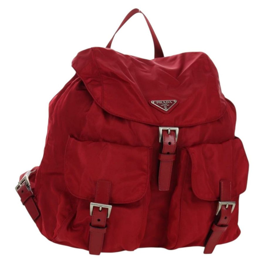 【日本直送】PRADA 背包 尼龍 紅色 銀色 Auth mr2001V-0