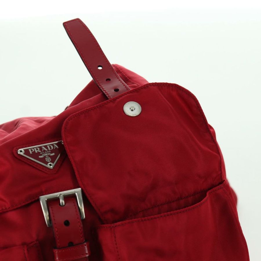 【日本直送】PRADA 背包 尼龍 紅色 銀色 Auth mr2001V-21
