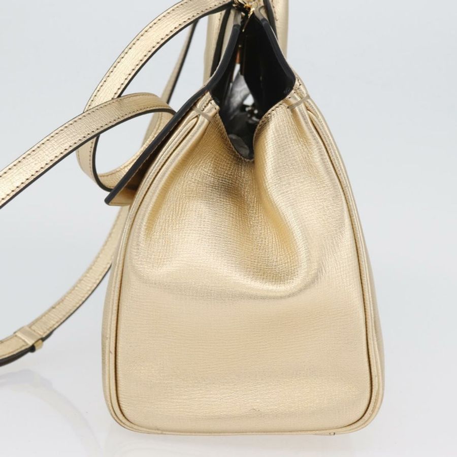 【日本直送】Salvatore Ferragamo Gancini 手提包 皮革 2way 金色 正品 gh1909A-3