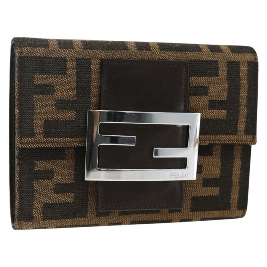 【日本直送】FENDI Zucca 帆布皮夾黑棕色正品 ki6616V-0