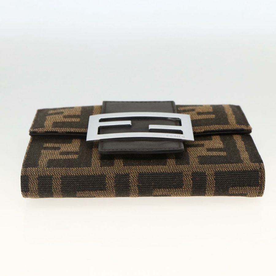 【日本直送】FENDI Zucca 帆布皮夾黑棕色正品 ki6616V-5