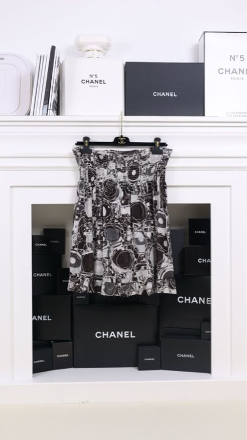 Chanel 2008年春夏预告系列灰白涂鸦松紧带半裙 FR38-2