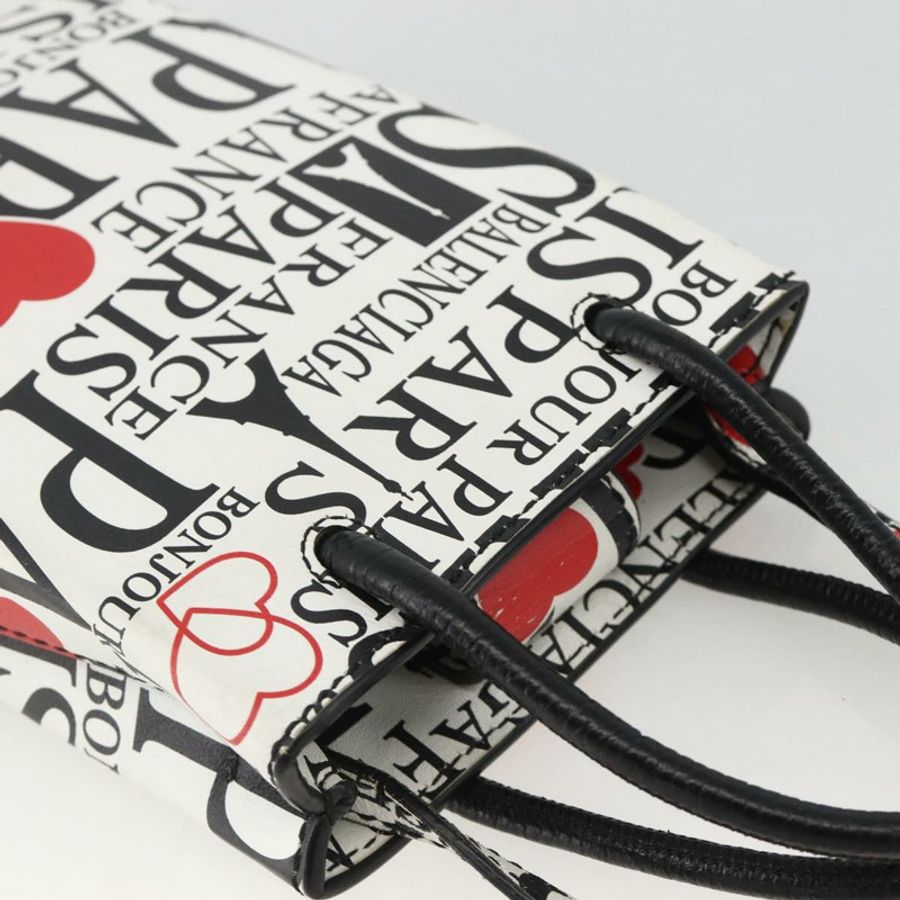 【日本直送】BALENCIAGA 購物手機包單肩包 皮革 白色 593826 正品 BAZ443A-5