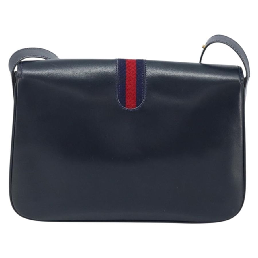【日本直送】GUCCI Sherry Line 肩背包 皮革 海軍藍 金色 正品 BAZ198A-1
