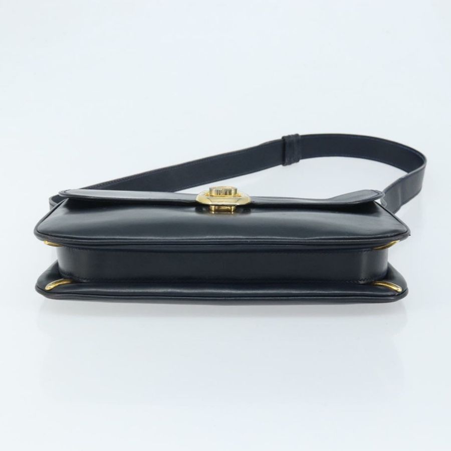 【日本直送】GUCCI Sherry Line 肩背包 皮革 海軍藍 金色 正品 BAZ198A-4