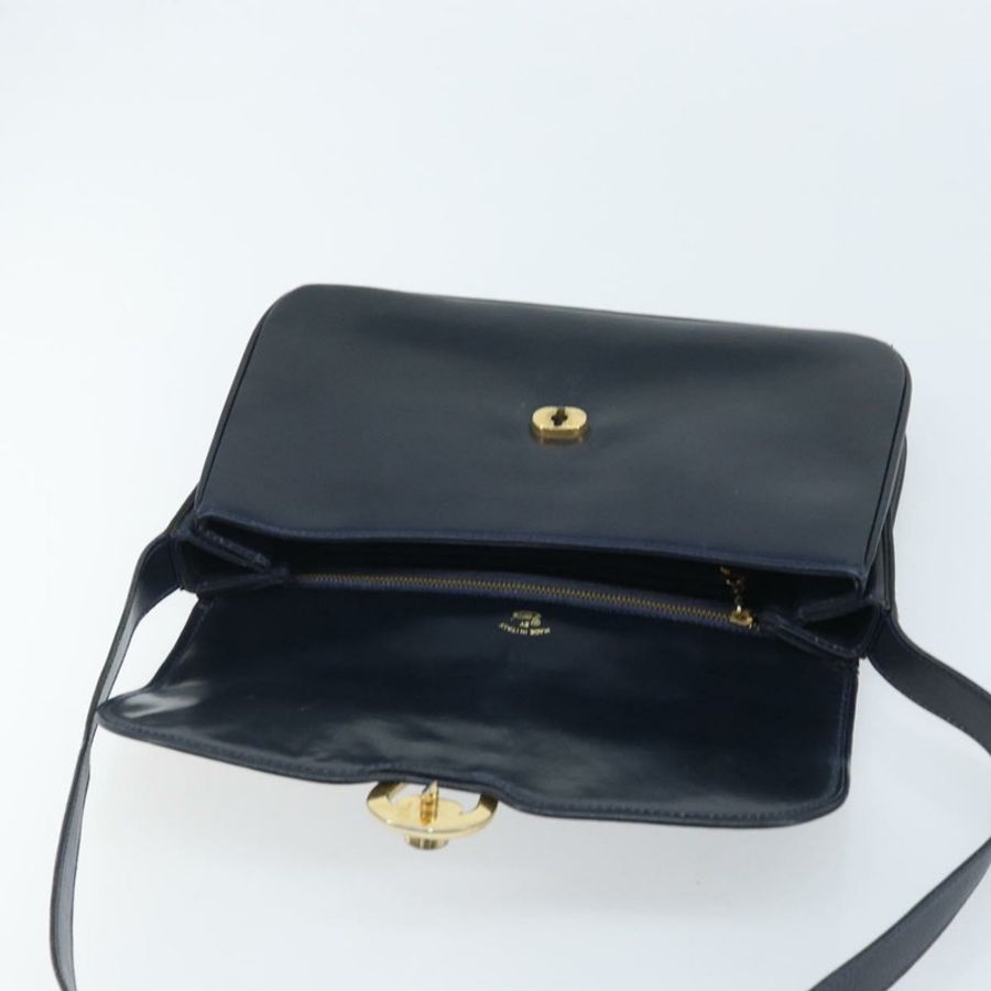 【日本直送】GUCCI Sherry Line 肩背包 皮革 海軍藍 金色 正品 BAZ198A-17