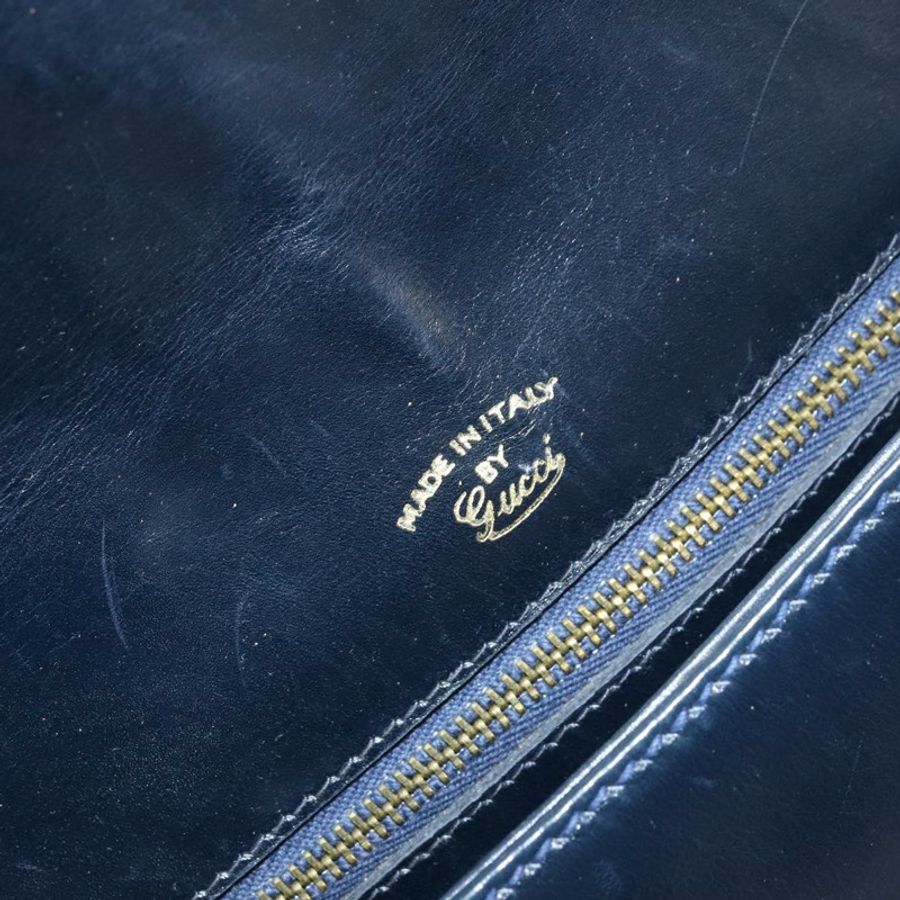 【日本直送】GUCCI Sherry Line 肩背包 皮革 海軍藍 金色 正品 BAZ198A-18