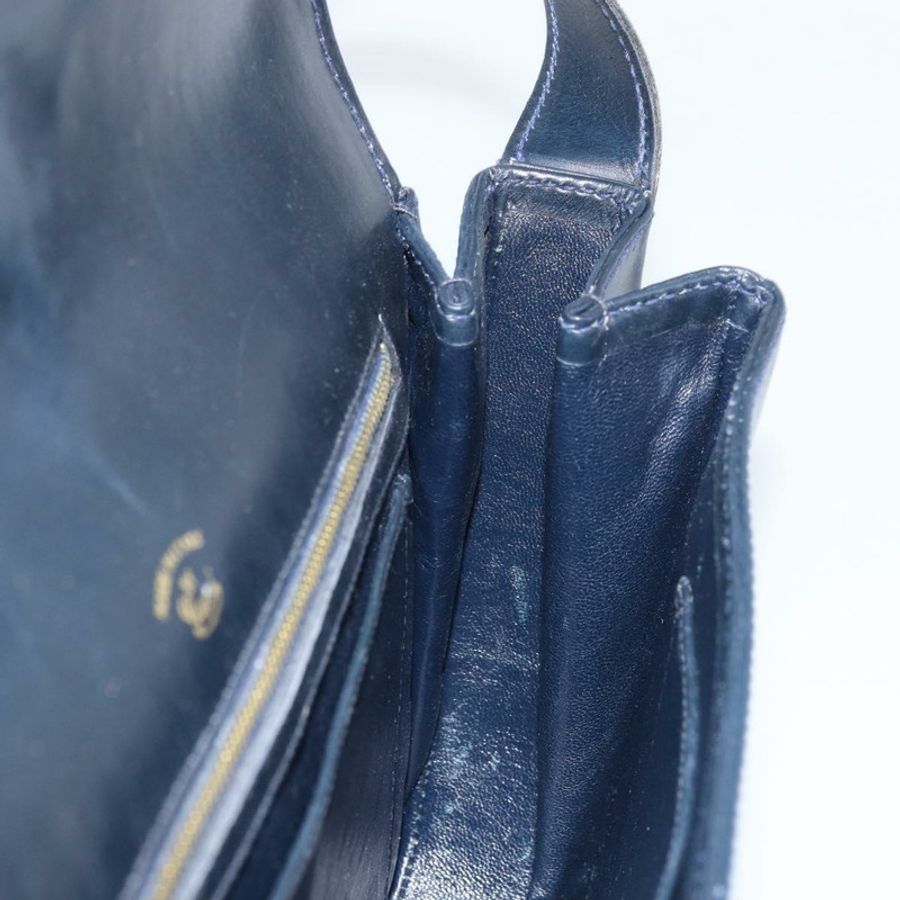 【日本直送】GUCCI Sherry Line 肩背包 皮革 海軍藍 金色 正品 BAZ198A-19