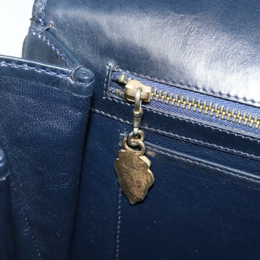 【日本直送】GUCCI Sherry Line 肩背包 皮革 海軍藍 金色 正品 BAZ198A-21