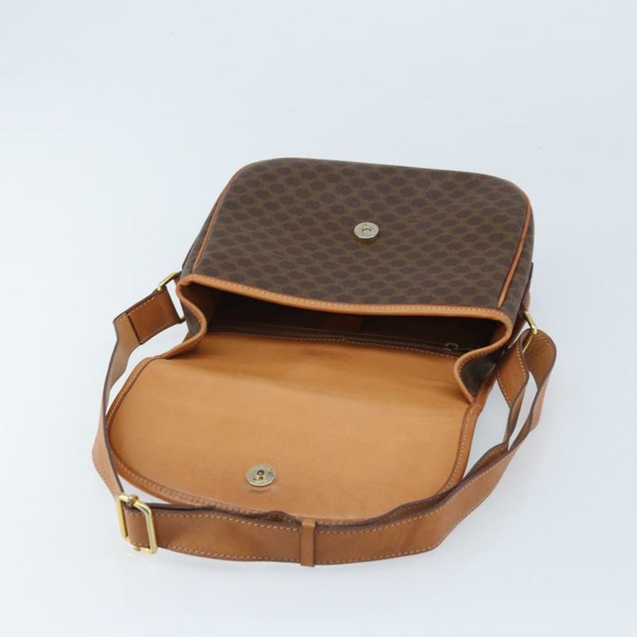 【日本直送】CELINE Macadam帆布星形球肩背包 PVC皮革 棕色 金色 正品 BAZ619A-8