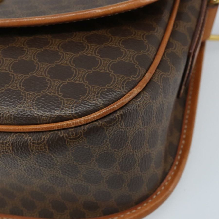 【日本直送】CELINE Macadam帆布星形球肩背包 PVC皮革 棕色 金色 正品 BAZ619A-13