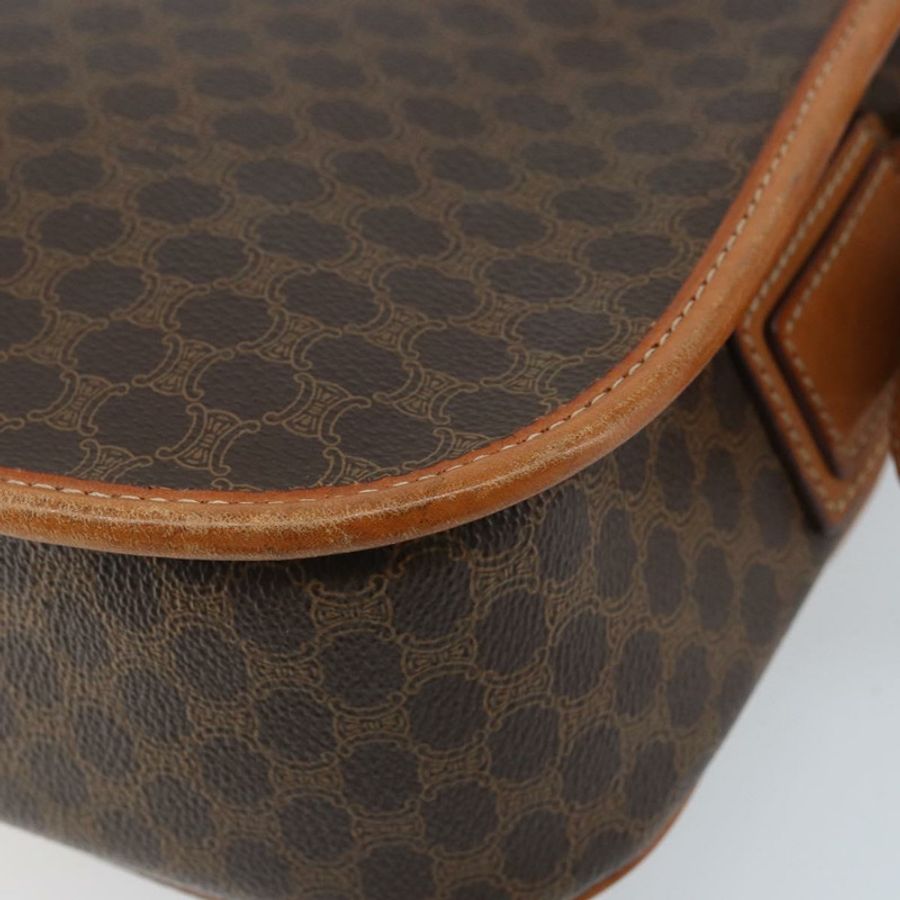 【日本直送】CELINE Macadam帆布星形球肩背包 PVC皮革 棕色 金色 正品 BAZ619A-15