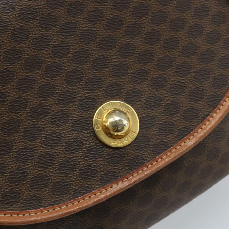 【日本直送】CELINE Macadam帆布星形球肩背包 PVC皮革 棕色 金色 正品 BAZ619A-17