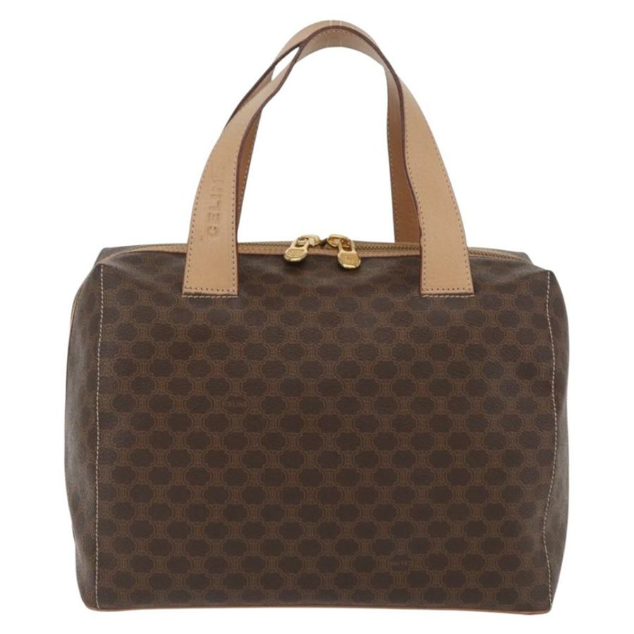 【日本直送】CELINE Macadam帆布波士頓包 PVC皮革 棕色 金色 正品 BAZ795A-1