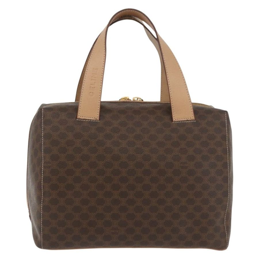 【日本直送】CELINE Macadam帆布波士頓包 PVC皮革 棕色 金色 正品 BAZ795A-12