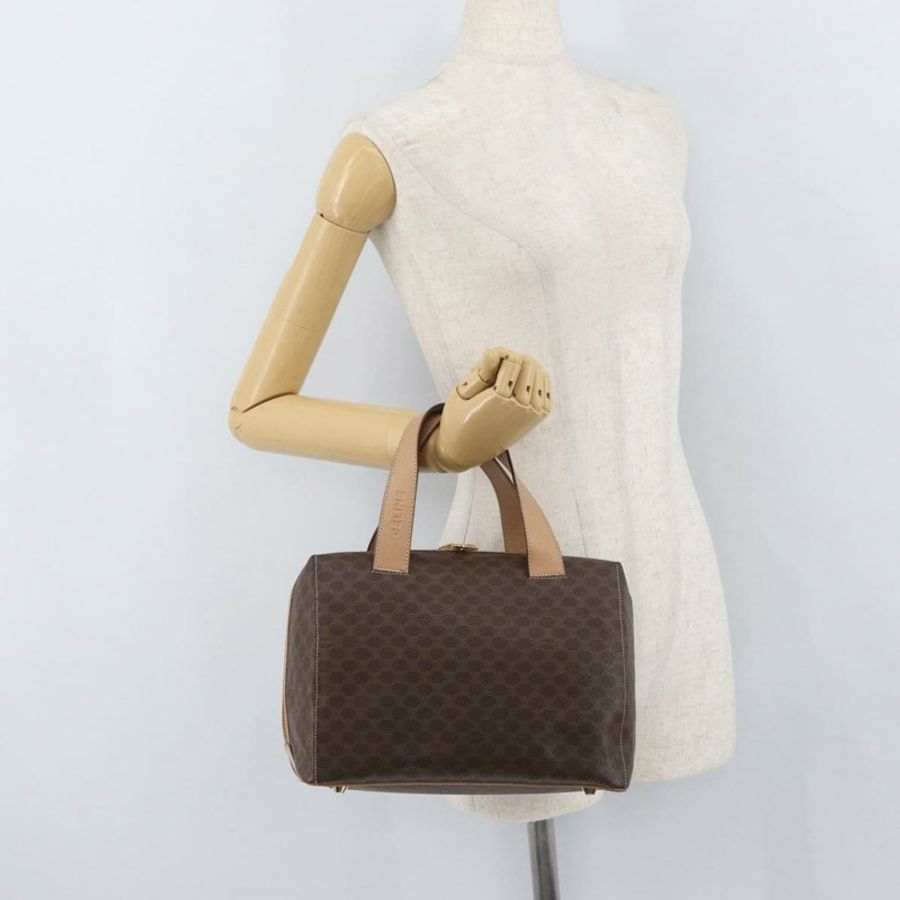 【日本直送】CELINE Macadam帆布波士頓包 PVC皮革 棕色 金色 正品 BAZ795A-21
