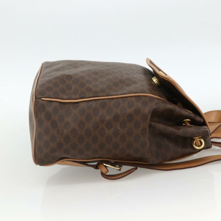 【日本直送】CELINE Macadam帆布肩背包 PVC皮革 棕色 金色 正品 BAZ796A-3