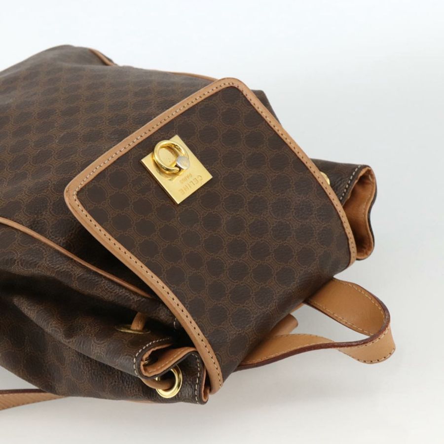 【日本直送】CELINE Macadam帆布肩背包 PVC皮革 棕色 金色 正品 BAZ796A-5