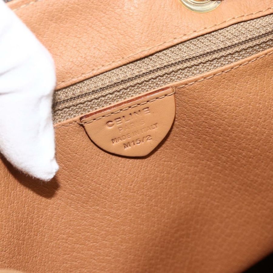 【日本直送】CELINE Macadam帆布肩背包 PVC皮革 棕色 金色 正品 BAZ796A-11