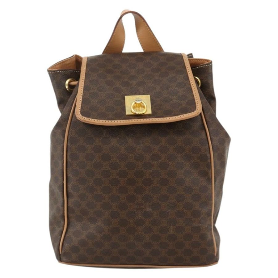 【日本直送】CELINE Macadam帆布肩背包 PVC皮革 棕色 金色 正品 BAZ796A-12