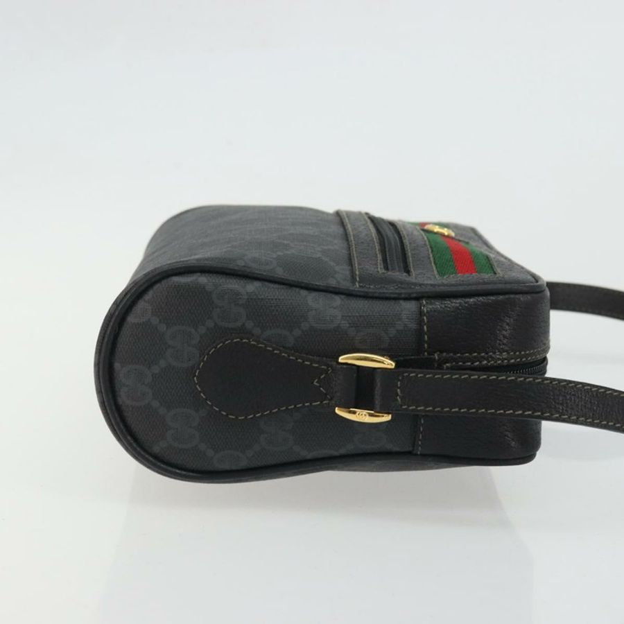 【日本直送】GUCCI GG Supreme Web Sherry Line 手提包 PVC 黑色金色 119 02 087 正品 YKZ950-2