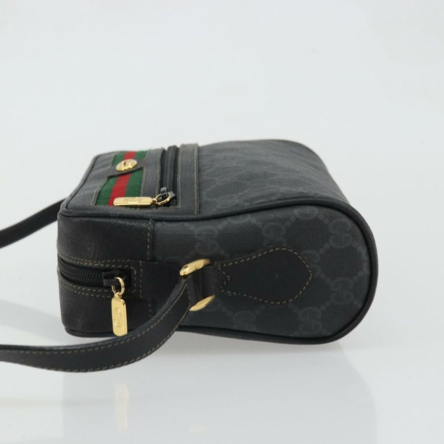 【日本直送】GUCCI GG Supreme Web Sherry Line 手提包 PVC 黑色金色 119 02 087 正品 YKZ950-3