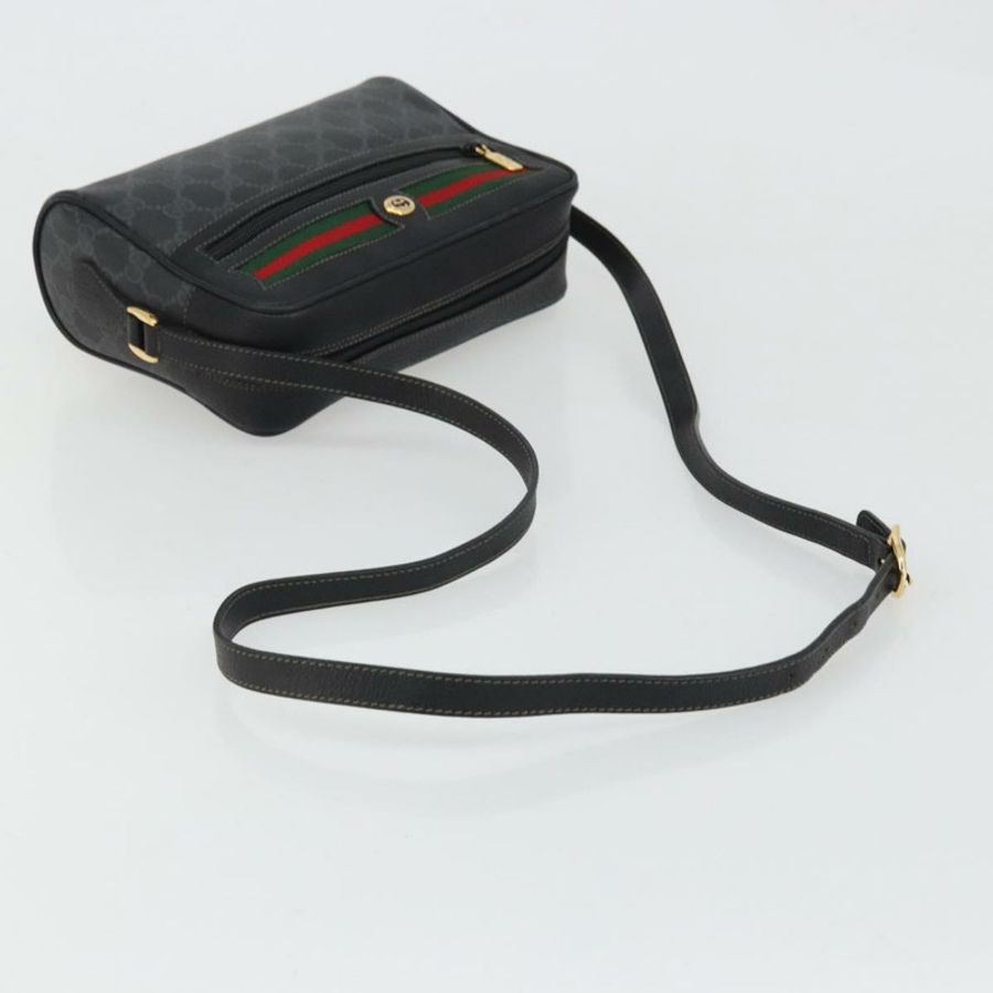 【日本直送】GUCCI GG Supreme Web Sherry Line 手提包 PVC 黑色金色 119 02 087 正品 YKZ950-6
