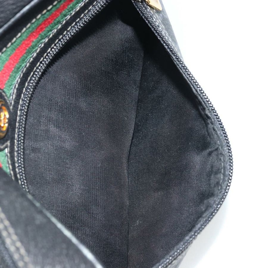 【日本直送】GUCCI GG Supreme Web Sherry Line 手提包 PVC 黑色金色 119 02 087 正品 YKZ950-21