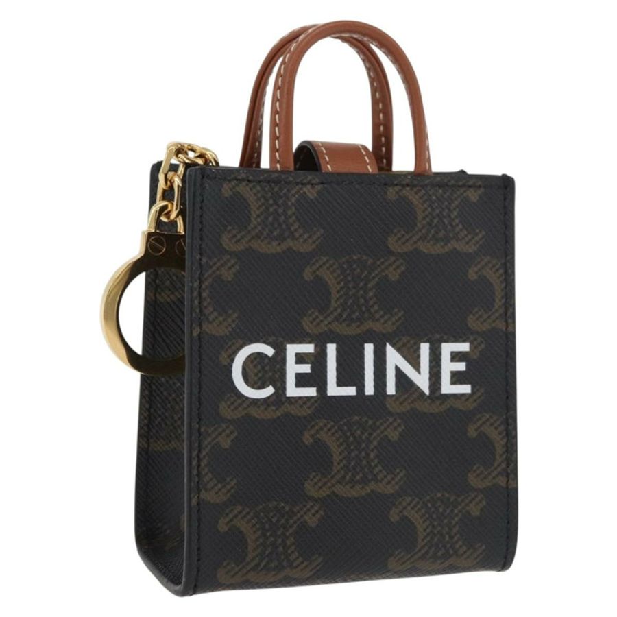【日本直送】CELINE Triomphe 帆布 Micro Vertical Cabas Charm PVC 棕色金色正品 YKZ1019M-0
