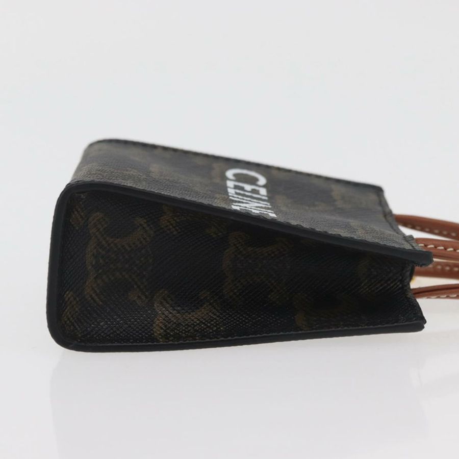 【日本直送】CELINE Triomphe 帆布 Micro Vertical Cabas Charm PVC 棕色金色正品 YKZ1019M-2