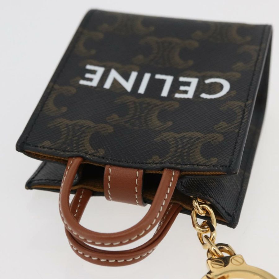 【日本直送】CELINE Triomphe 帆布 Micro Vertical Cabas Charm PVC 棕色金色正品 YKZ1019M-4