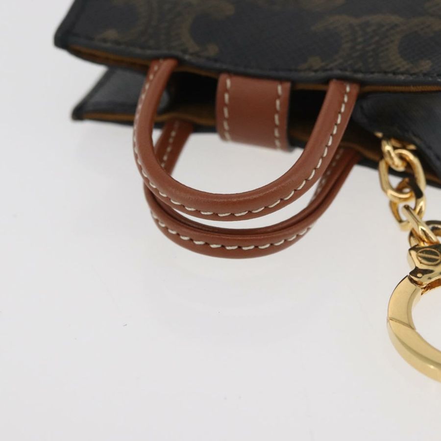 【日本直送】CELINE Triomphe 帆布 Micro Vertical Cabas Charm PVC 棕色金色正品 YKZ1019M-5